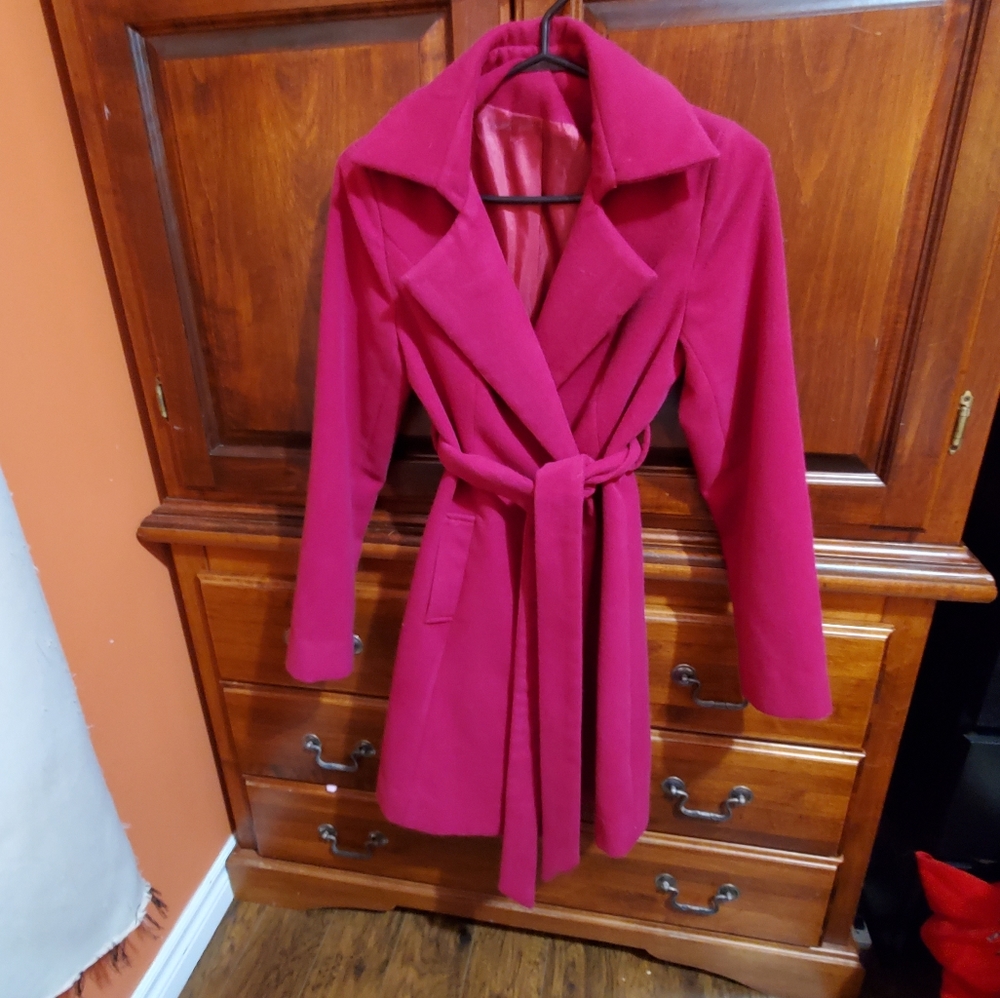 Beautiful dark pink fushia pea coat.